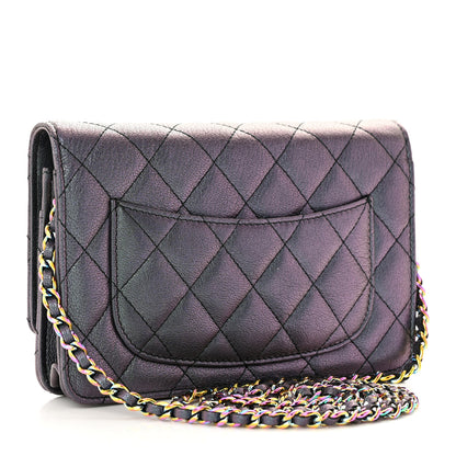 Chanel Iridescent Goatskin Quilted Wallet On Chain WOC Purple 3 of 12