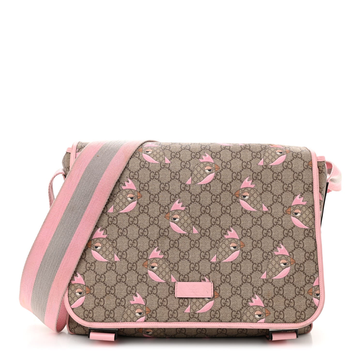 Gucci GG Supreme Monogram Zoo Birds Messenger Print Diaper Bag Pink 3 of 11