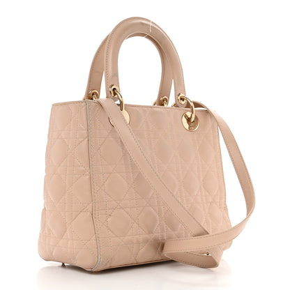 Christian Dior Lambskin Cannage Medium Lady Dior Beige 3 of 12