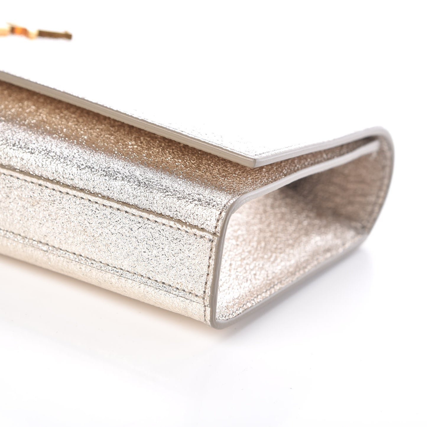 Textured Metallic Calfskin Classic Monogram Cassandre Clutch Silver