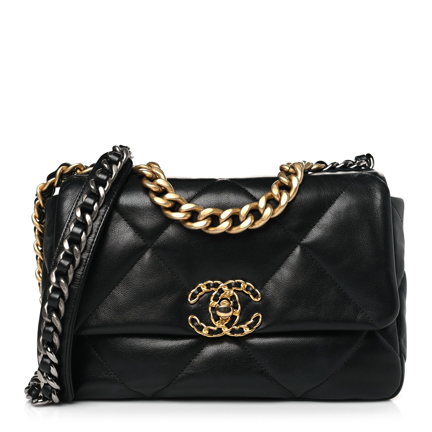 Lambskin Quilted Medium Chanel 19 Flap Black