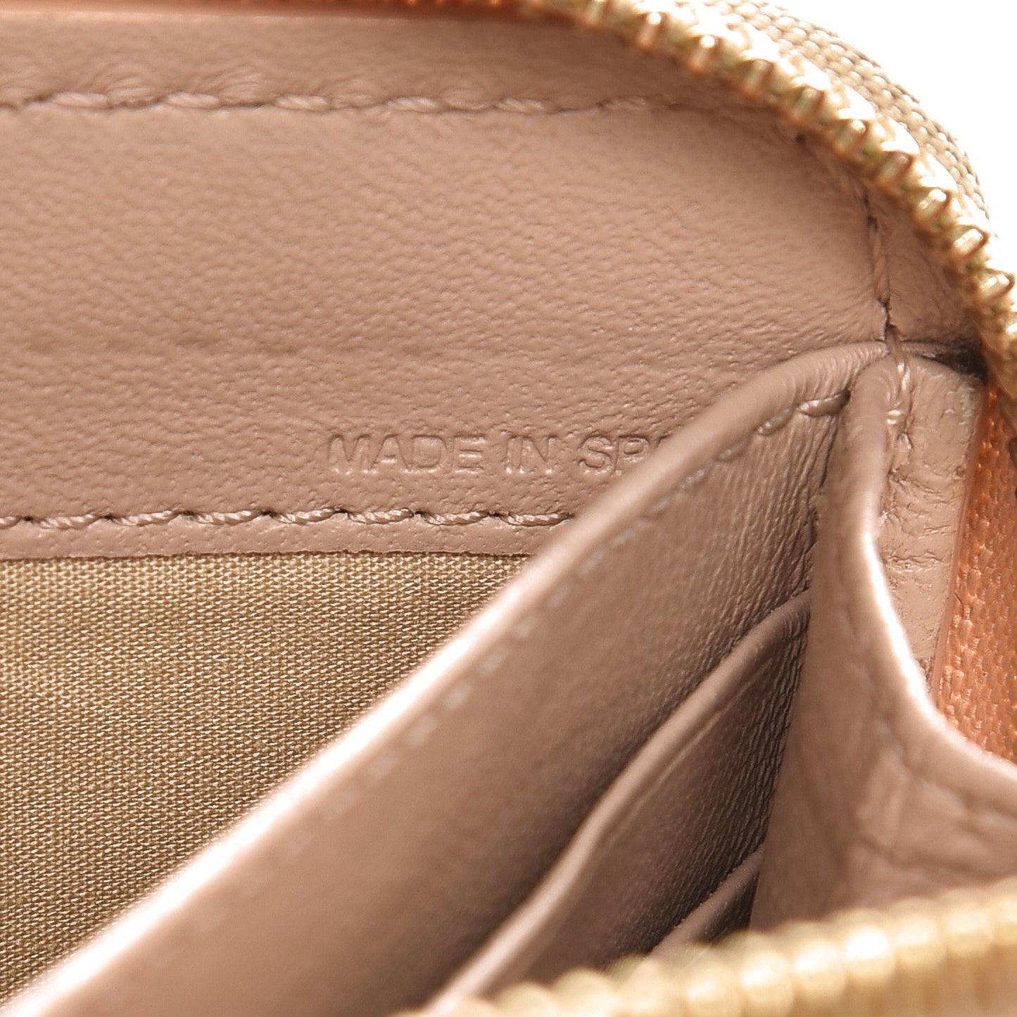 Grained Calfskin Marcie Long Zip Around Wallet Beige