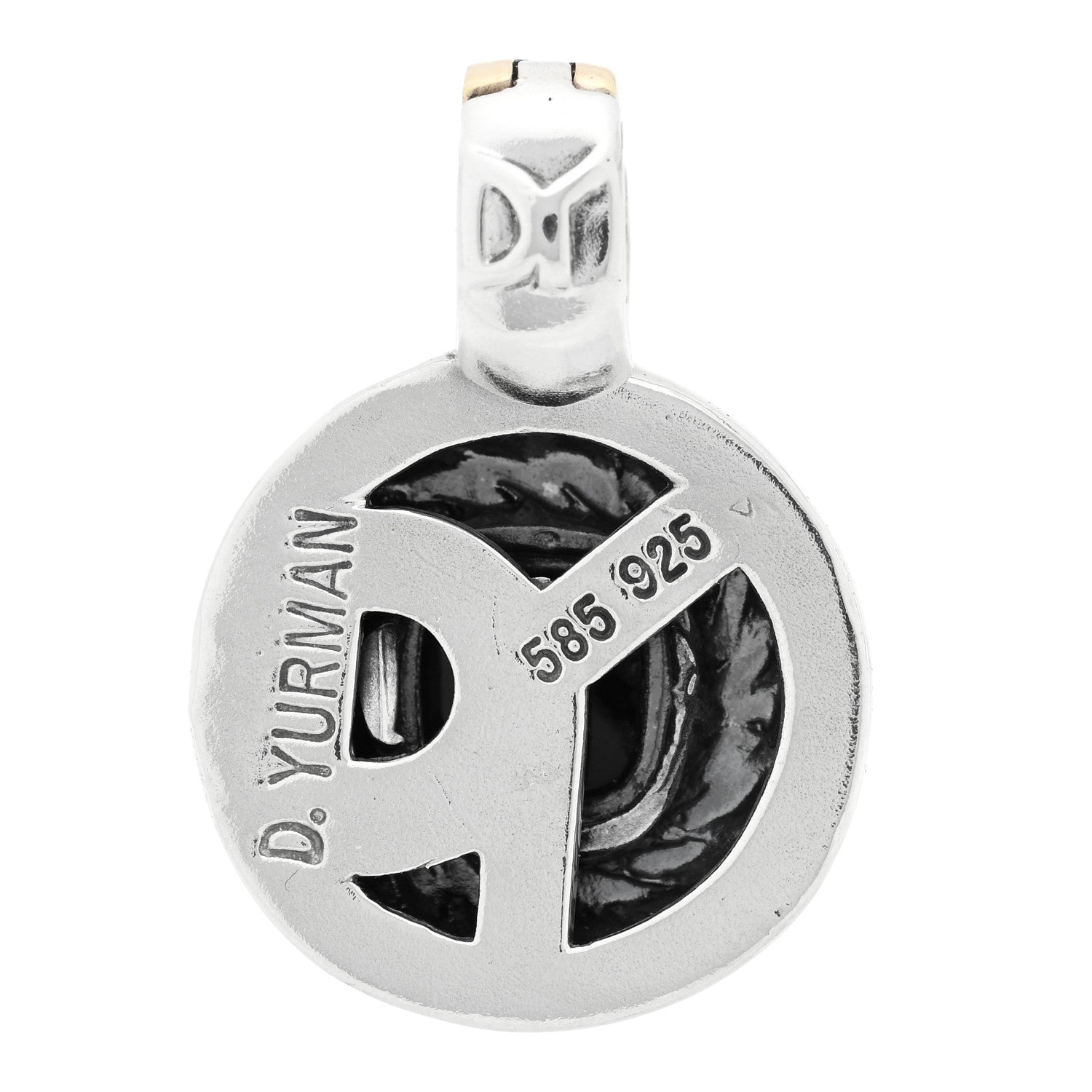 David Yurman Sterling Silver 14K Yellow Gold Black Onyx 7mm Albion Pendant 3 of 3