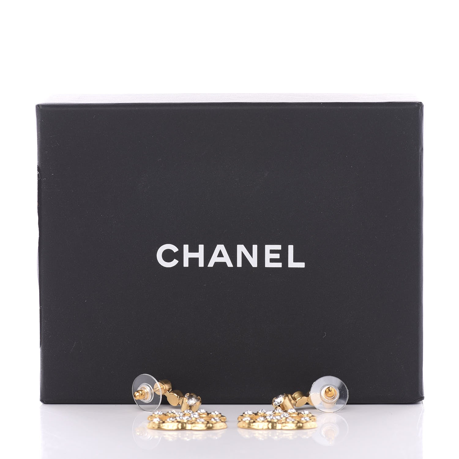 Chanel CC Crystal Drop Earrings Gold 5 of 5