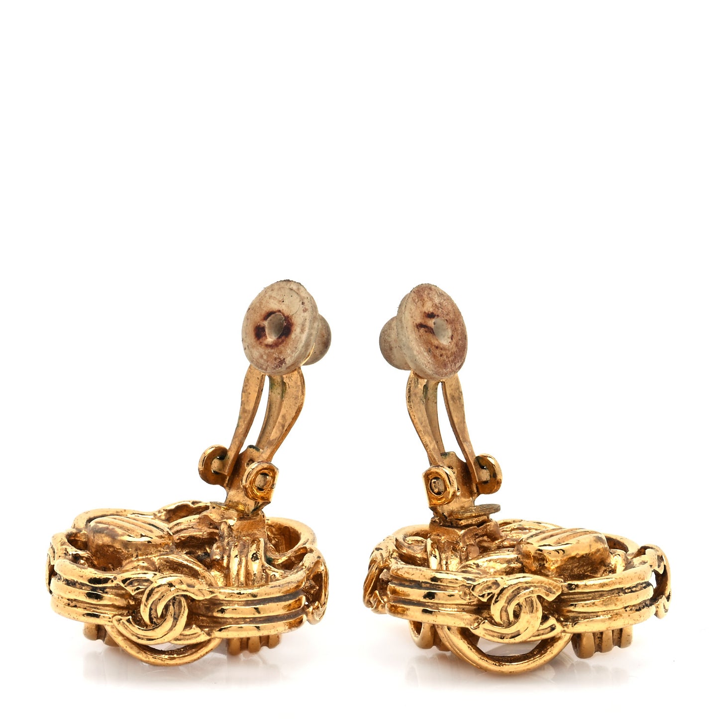 Metal Rope CC Clip On Earrings Gold