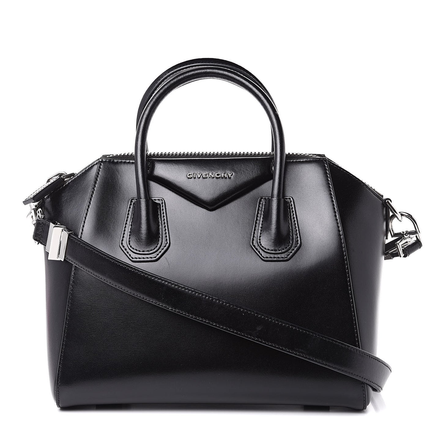 Shiny Lord Calfskin Small Antigona Black
