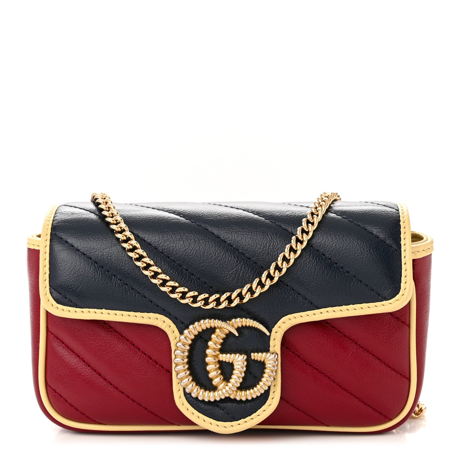 Gucci Azalea Calfskin Matelasse Diagonal Super Mini Torchon GG Marmont Shoulder Bag Blue Agata New Cherry Red Butter 1 of 11