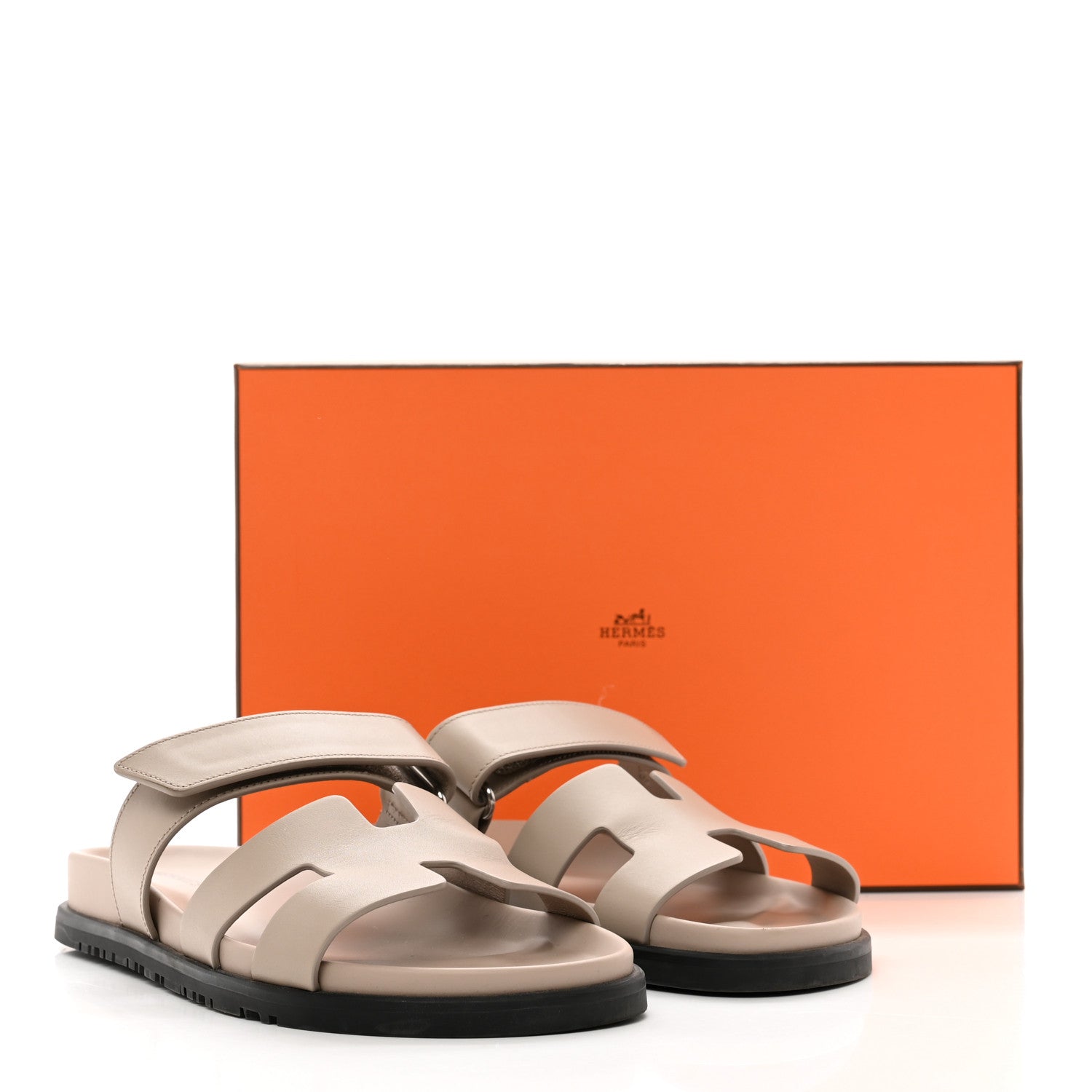 Hermes Calfskin Womens Chypre Sandals 38 Beige Mastic 8 of 8