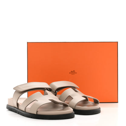 Hermes Calfskin Womens Chypre Sandals 38 Beige Mastic 8 of 8