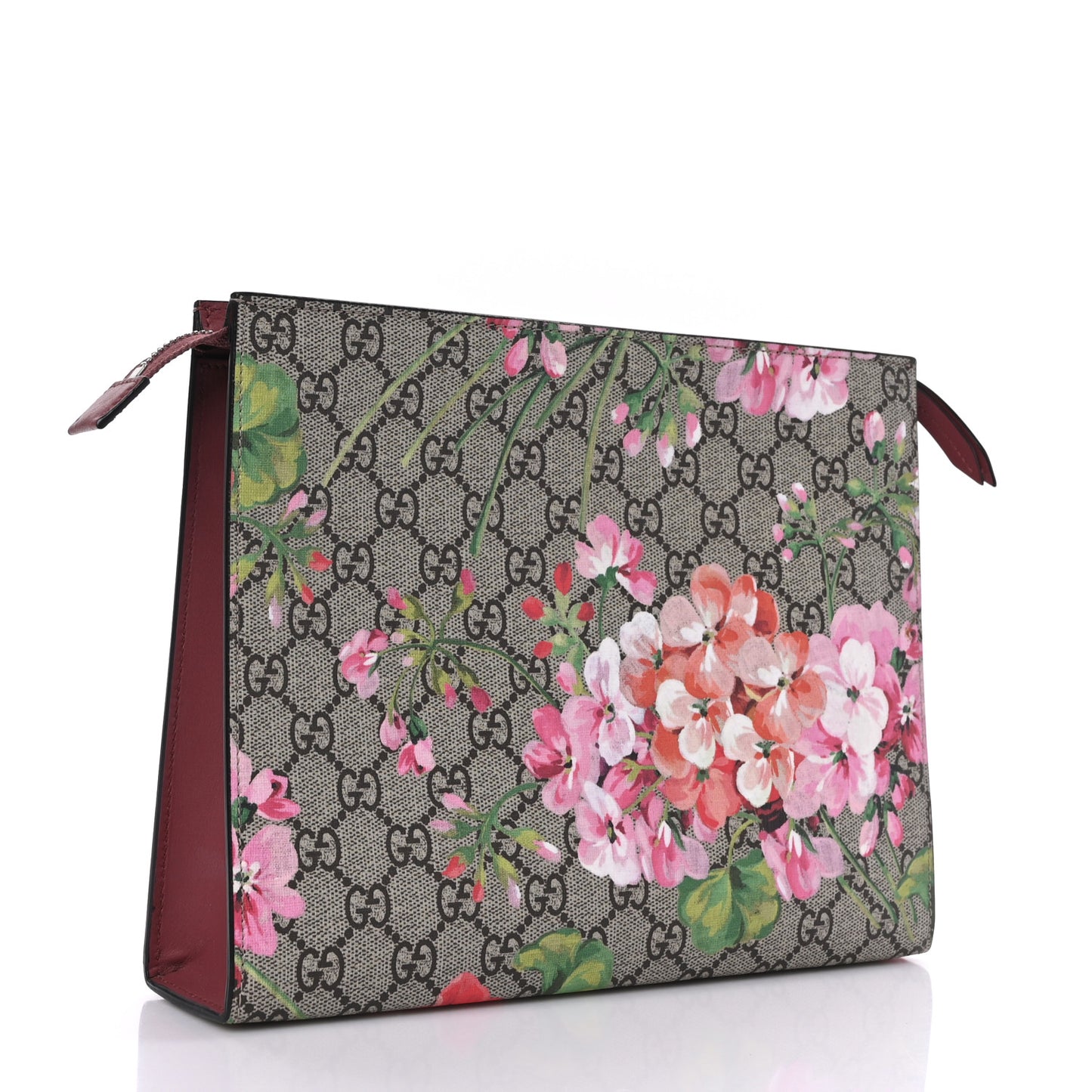 GG Supreme Monogram Blooms Large Cosmetic Case Beige Multicolor Dry Rose
