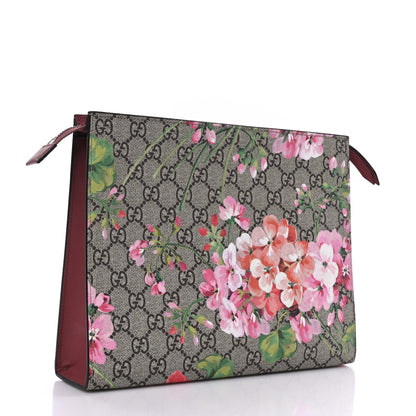 Gucci GG Supreme Monogram Blooms Large Cosmetic Case Beige Multicolor Dry Rose 2 of 8