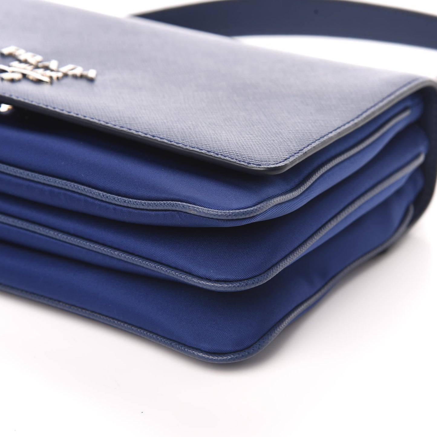 Saffiano Tessuto Nylon Chain Shoulder Bag Bluette