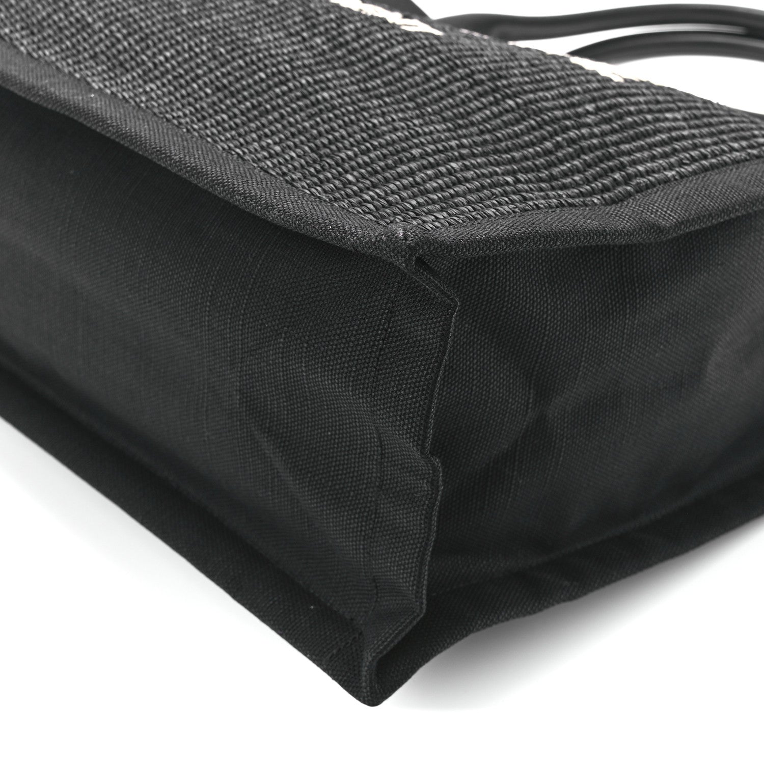 Saint Laurent Raffia Linen Calfskin Rive Gauche Tote Black 11 of 11