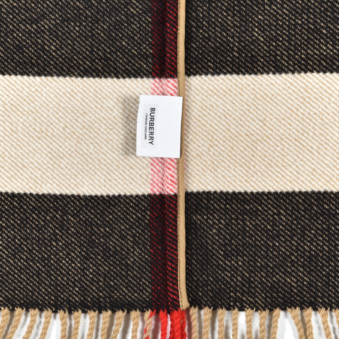 Cashmere Wool Giant Check Cape Scarf Camel