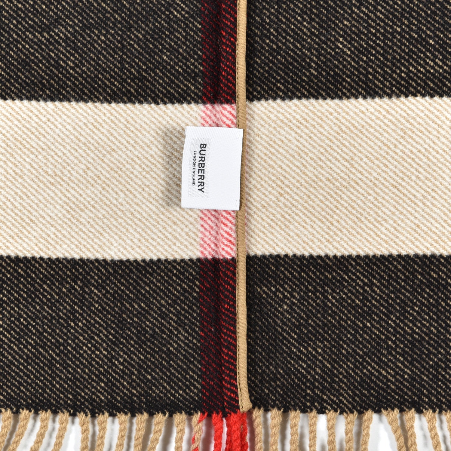 Burberry Cashmere Wool Giant Check Cape Scarf Camel 4 of 4