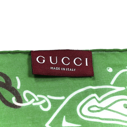 Gucci Cotton Bandana Square Scarf New Sailor Green 3 of 4