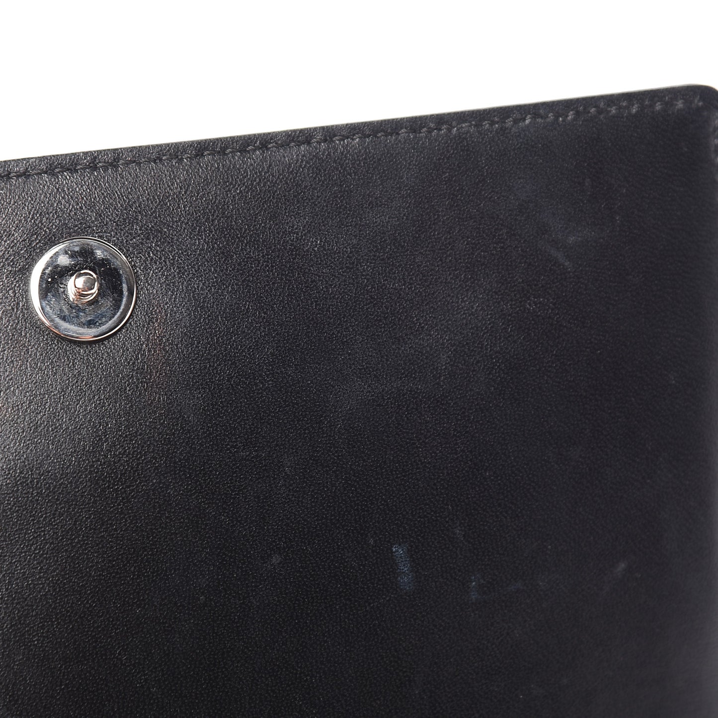 Grained Calfskin Diorama Wallet on Chain Pouch Black