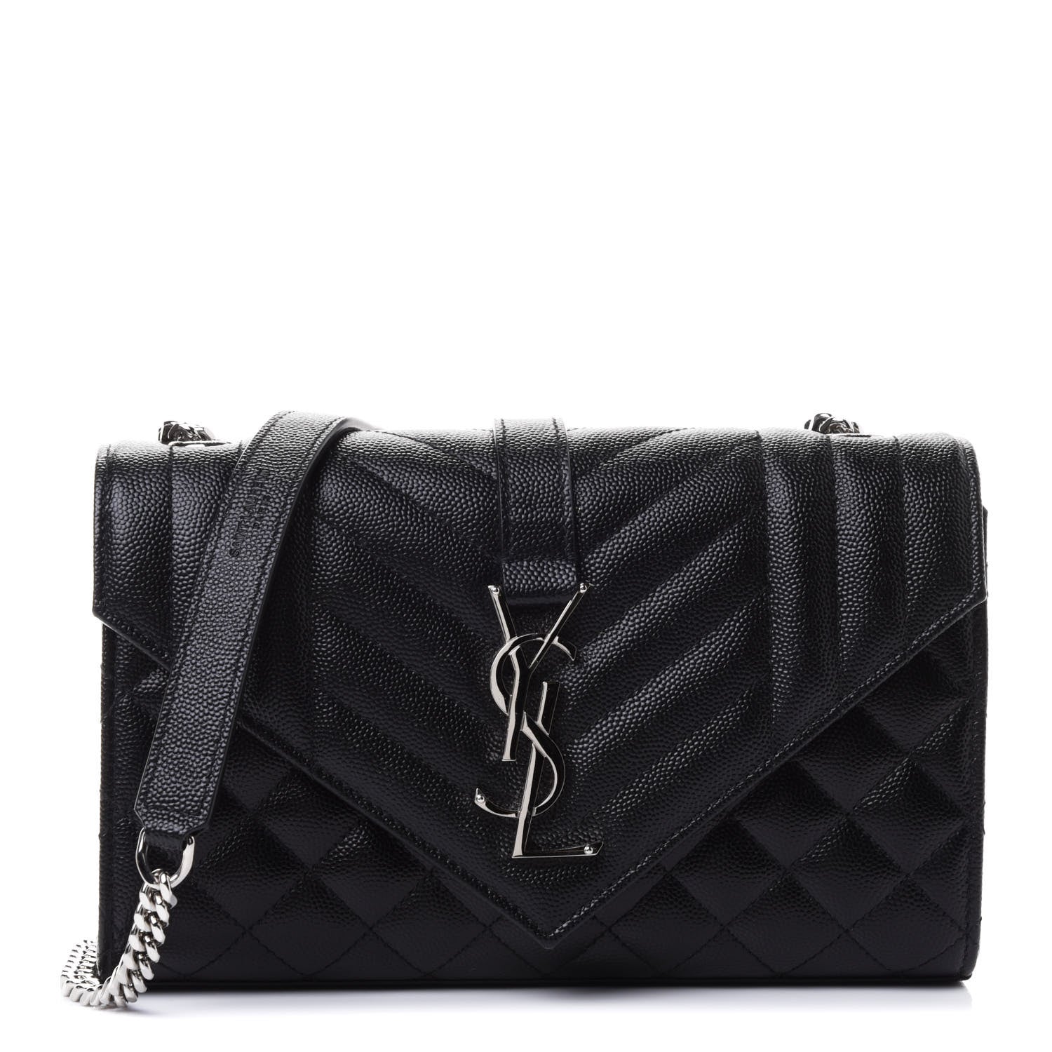 Saint Laurent Grain De Poudre Textured Mixed Matelasse Triquilt Small Monogram Satchel Black 1 of 4