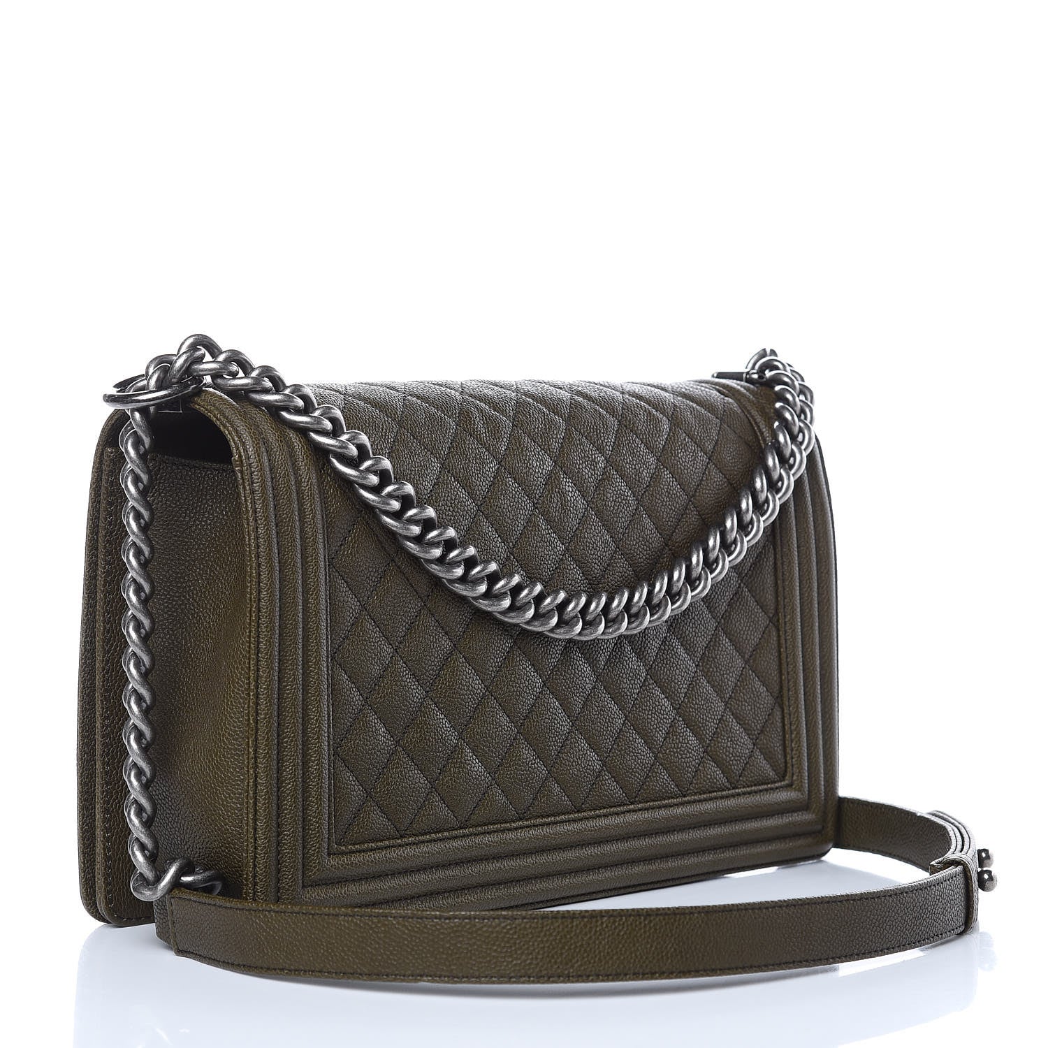 Chanel Caviar Quilted New Medium Boy Flap Khaki 3 of 13