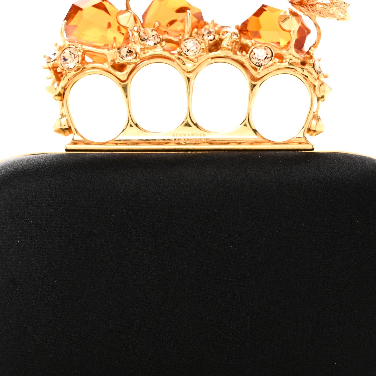 Alexander McQueen Satin Butterfly Knuckle Duster Box Clutch Black 8 of 13