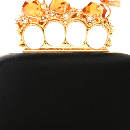 Alexander McQueen Satin Butterfly Knuckle Duster Box Clutch Black 8 of 13