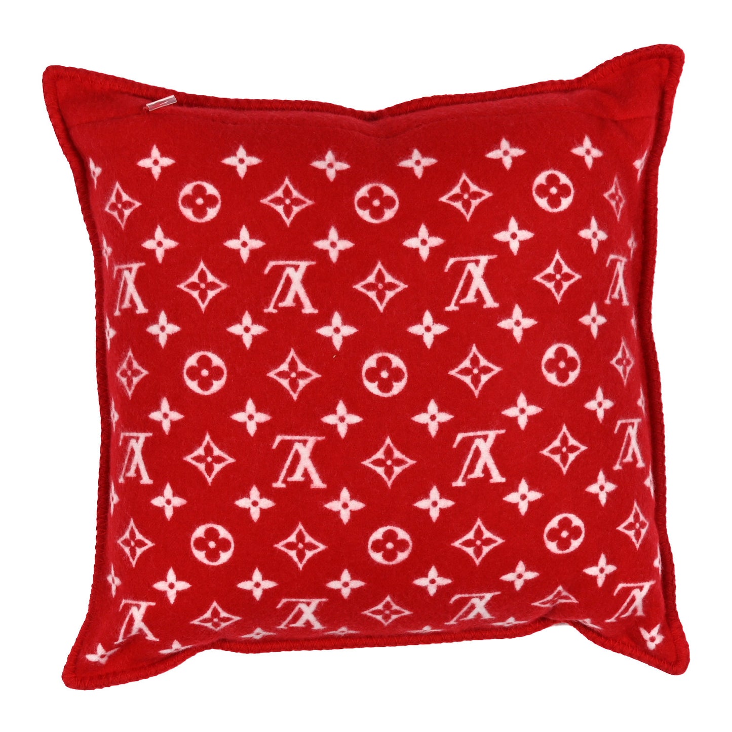 X SUPREME Wool Cashmere Cushion LV Pillow Red White