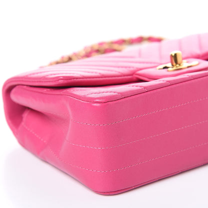 Chanel Lambskin Chevron Quilted Mini Rectangular Flap Pink 8 of 12