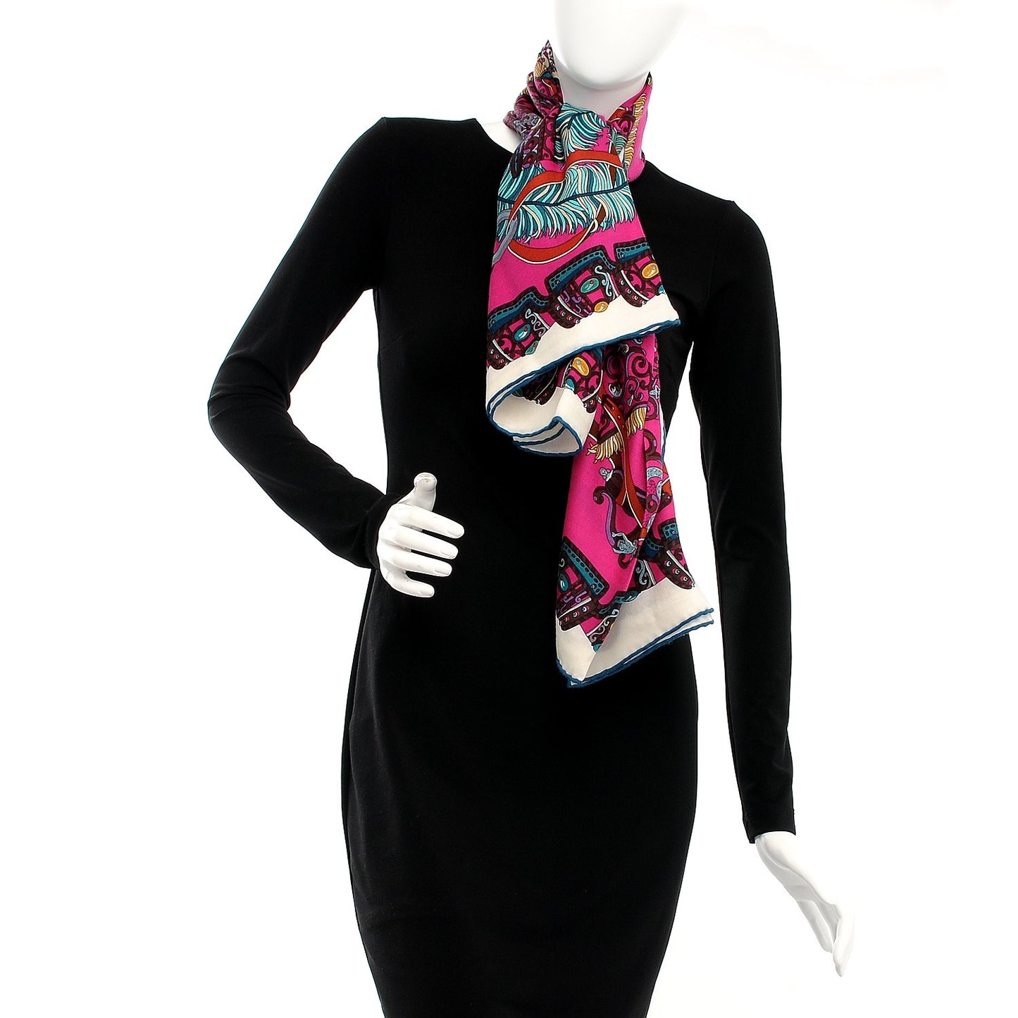 Cashmere Silk Sous L'Egide De Mars Shawl 140 Rose Vif Canard Prune