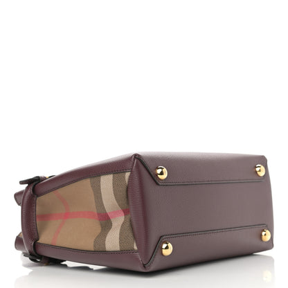 Burberry Calfskin House Check Small Banner Tote Mahogany Red 4 of 10