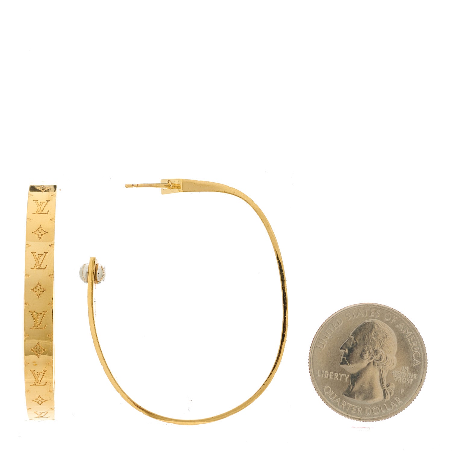 Louis Vuitton Metal Nanogram Hoop Earrings Gold 2 of 6