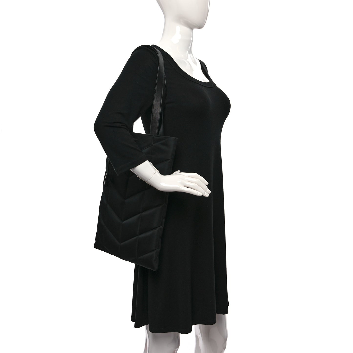 Nylon Puffer Tote Bag Black