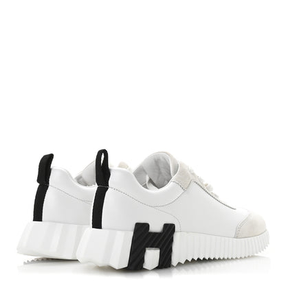 Hermes Calfskin Suede Goatskin Bouncing Sneakers 36.5 White 5 of 8