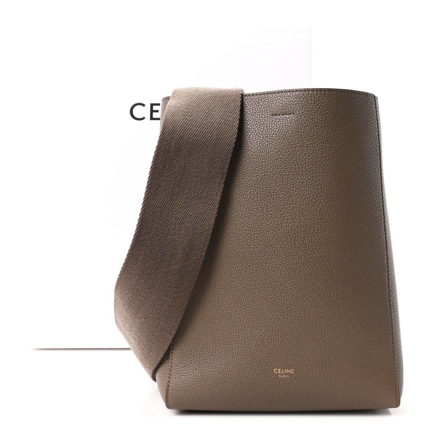 Celine Soft Grained Calfskin Small Sangle Bucket Bag Taupe 1819919