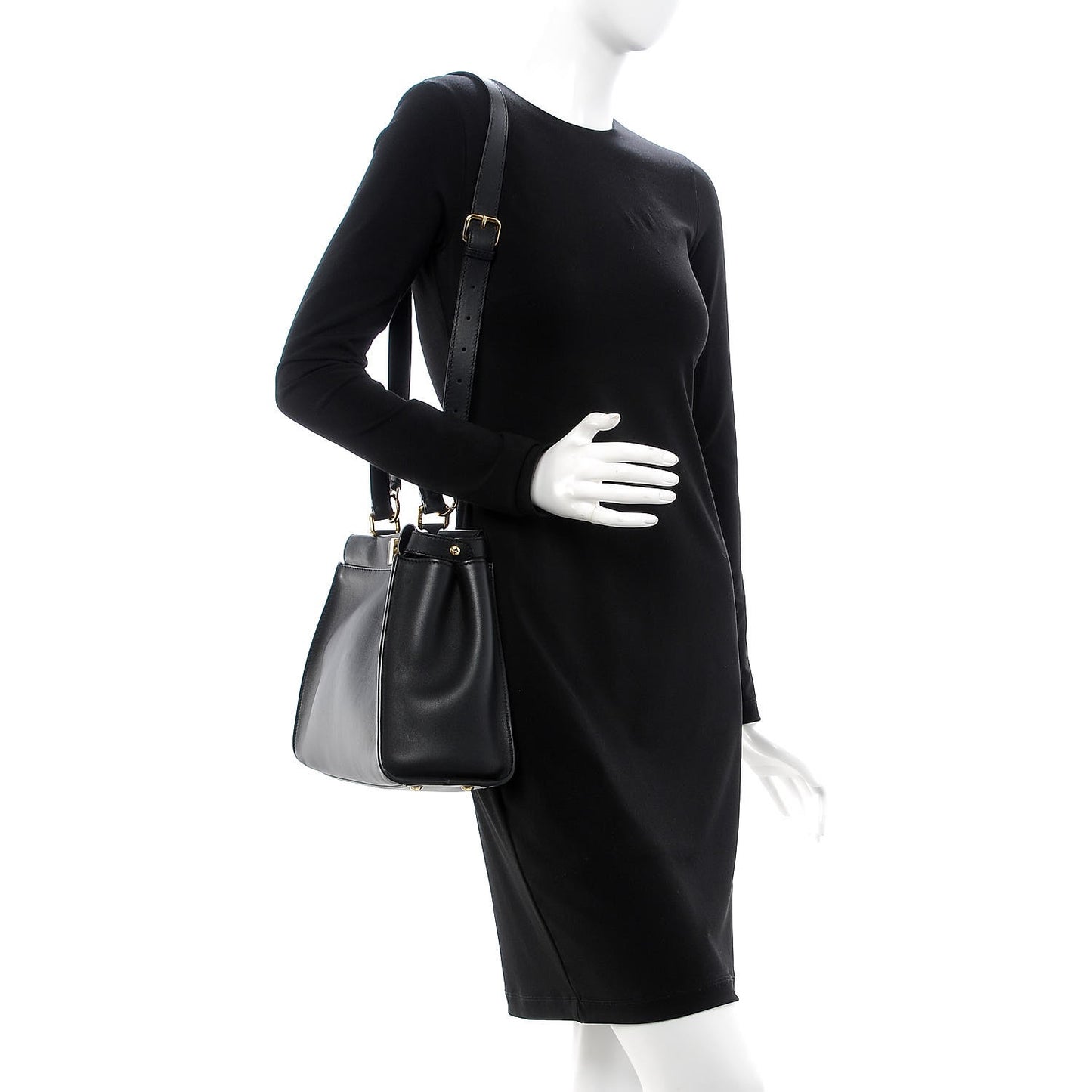 Vitello Seta Shiny Nappa Medium Peekaboo Iconic Satchel Black