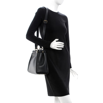Fendi Vitello Seta Shiny Nappa Medium Peekaboo Iconic Satchel Black 2 of 8