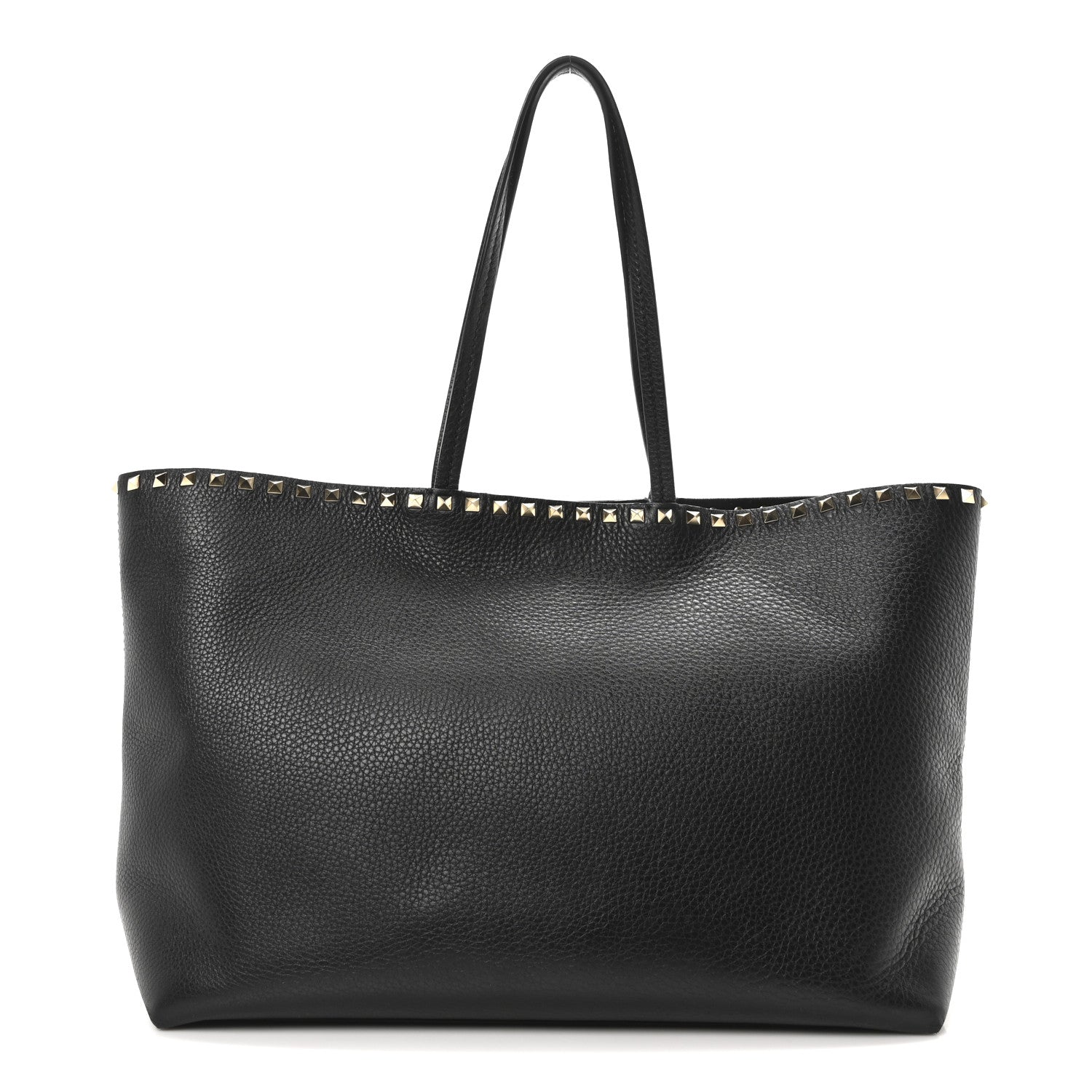 Valentino Garavani Grained Calfskin Rockstud Shoulder Tote Black 1 of 9