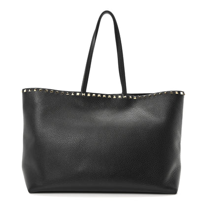 Valentino Garavani Grained Calfskin Rockstud Shoulder Tote Black 1 of 9