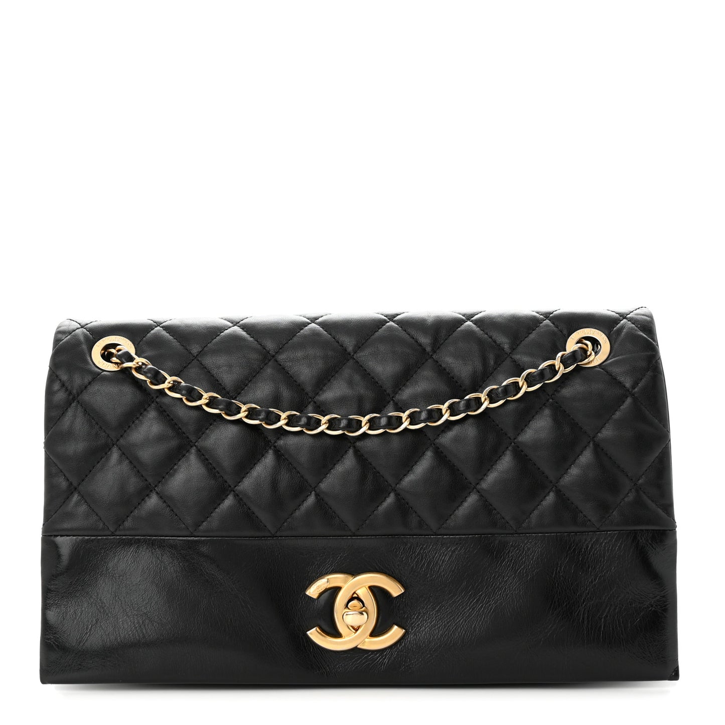 Calfskin Quilted Jumbo Soft Elegance Flap Black