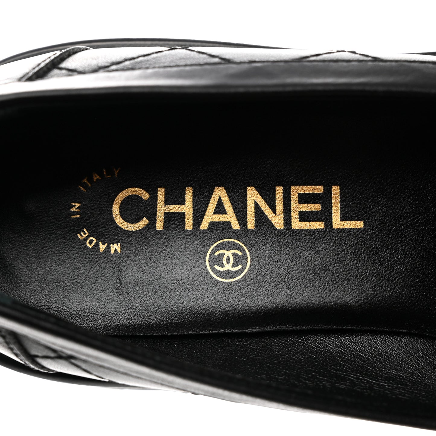 Calfskin Quilted CC Mocassin Loafers 39 Black