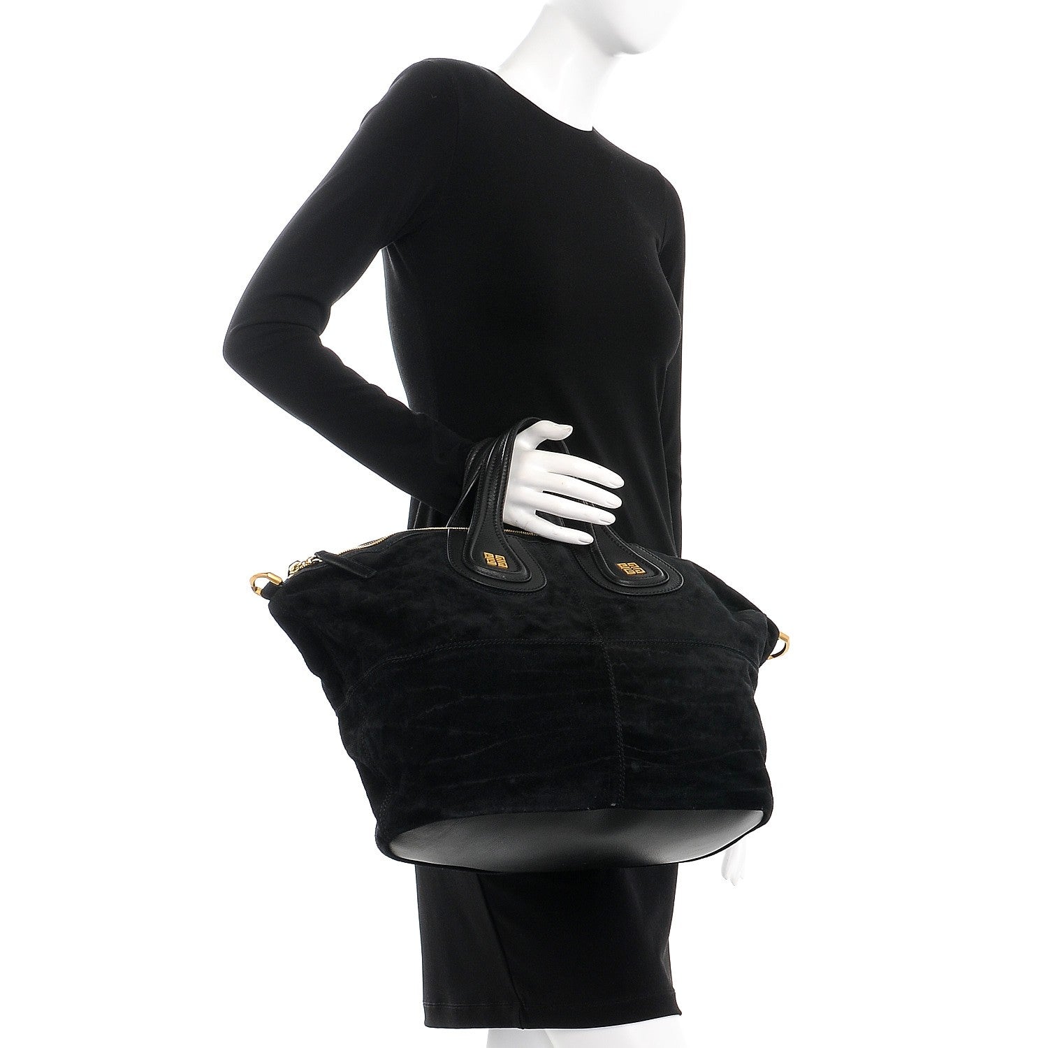 Givenchy Textured Calfskin Suede Medium Nightingale Black 3 of 9