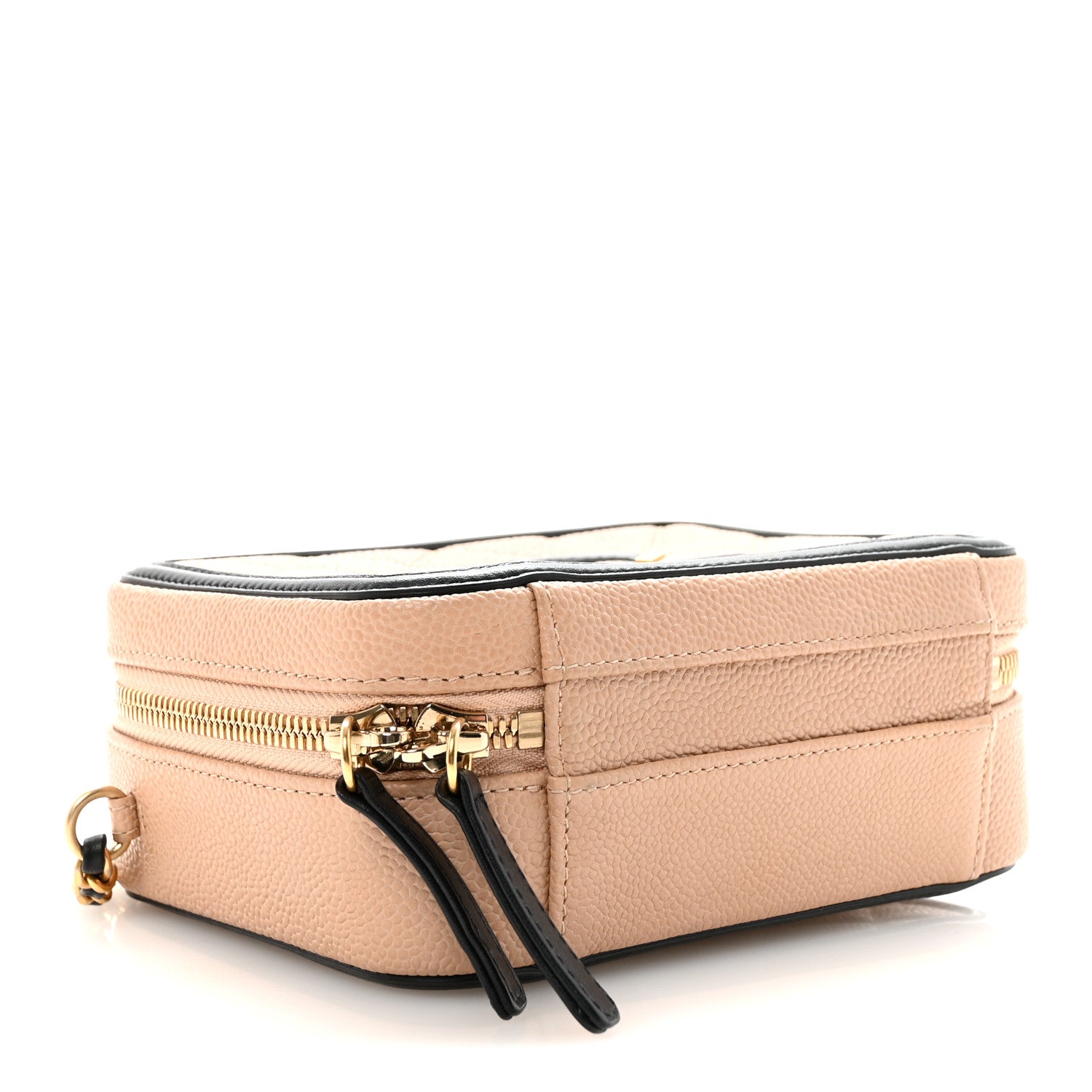 Chanel Caviar Quilted Small CC Filigree Vanity Case Beige Black 4 of 9