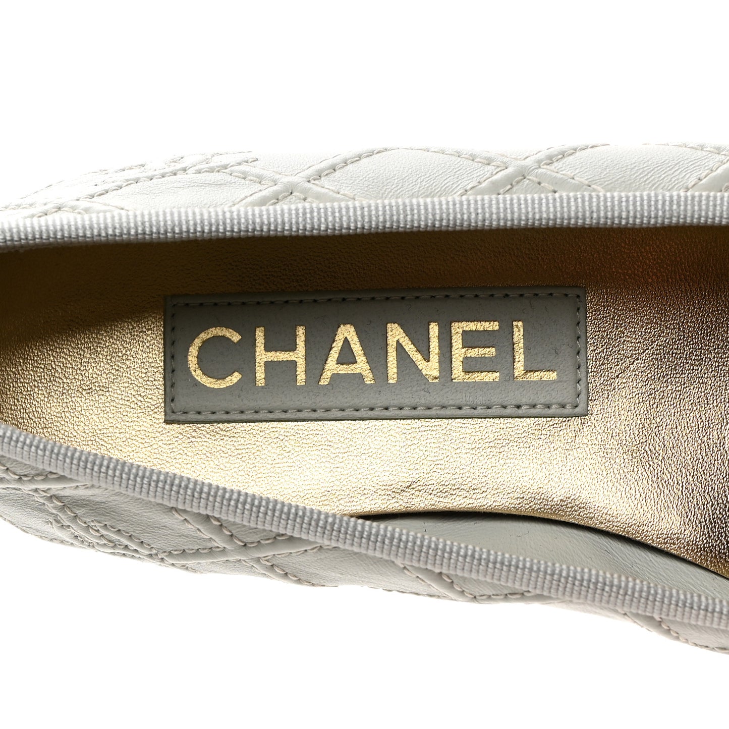 Lambskin Patent Double Stitched CC Cap Toe Ballerina Flats 35.5 Light Blue White