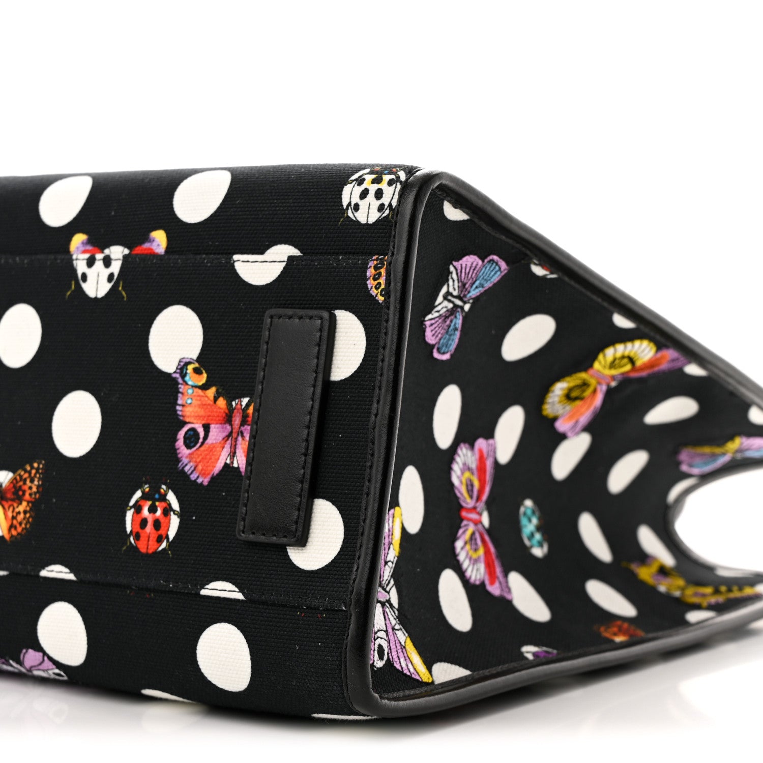 Versace X Dua Lipa Canvas Calfskin Butterfly La Medusa Large Tote Black Multicolor 9 of 9