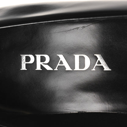 Prada Spazzolato Metal Triangle Logo Loafers 38 Black 7 of 8