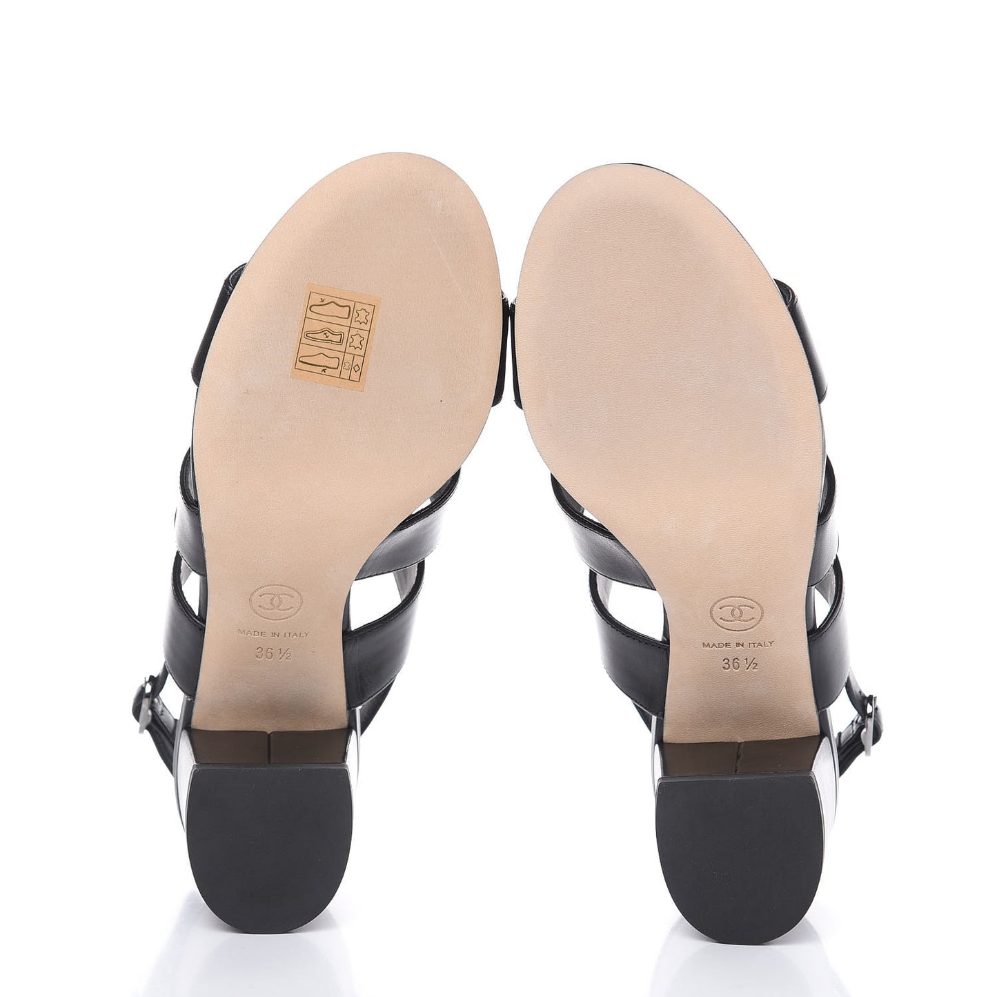 Calfskin CC Turnlock Sandals 36.5 Black
