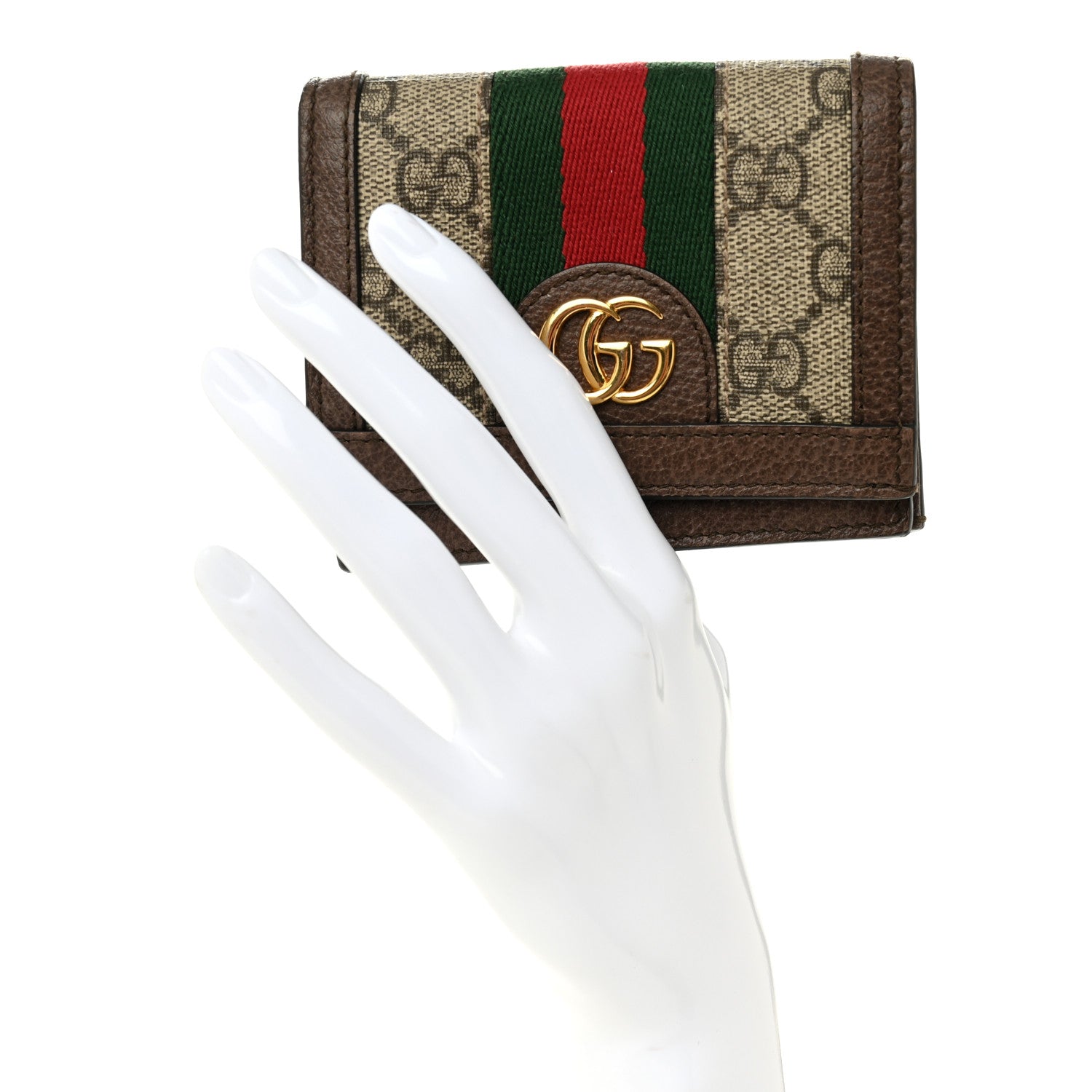 Gucci GG Supreme Monogram Web Ophidia Card Case Beige New Acero 2 of 8