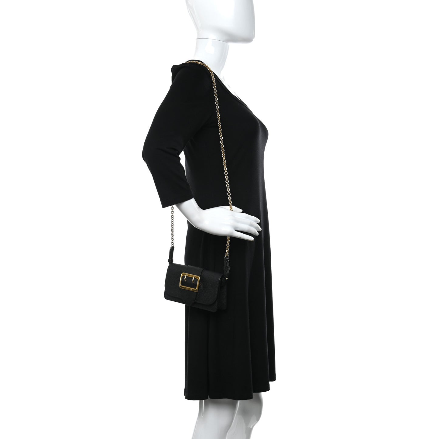 Grainy Calfskin House Check Small Buckle Bag Black