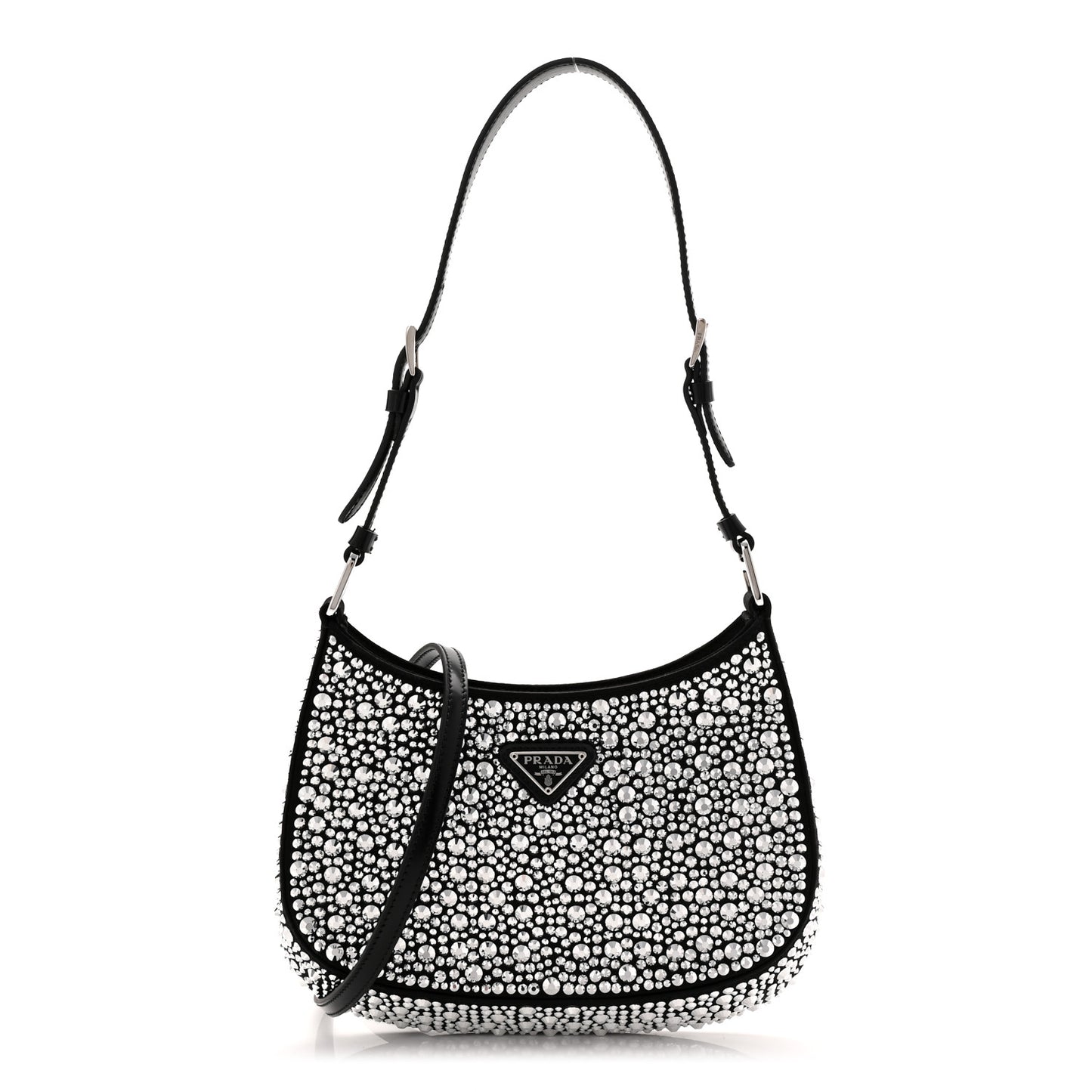 Satin Crystal Cleo Adjustable Strap Shoulder Bag Metal