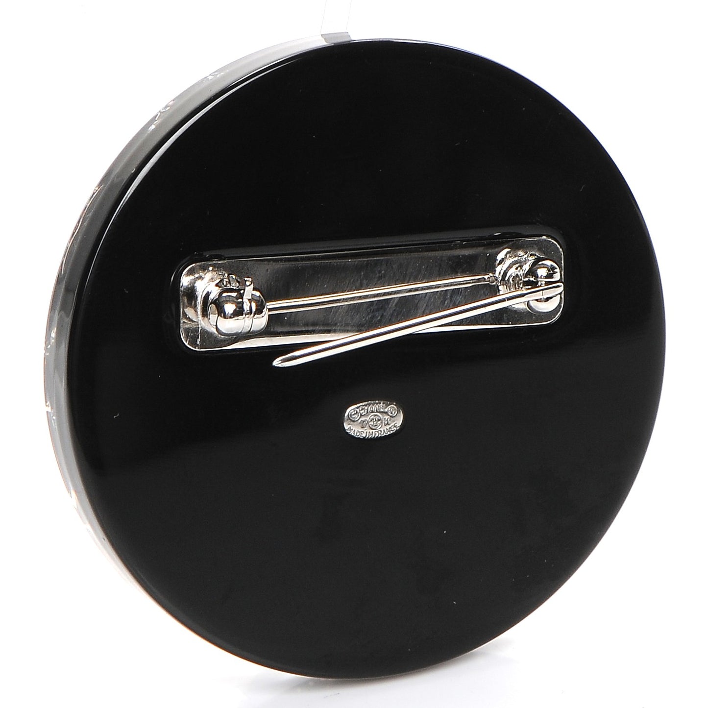 Glittered Resin Strass Brooch Black Pink