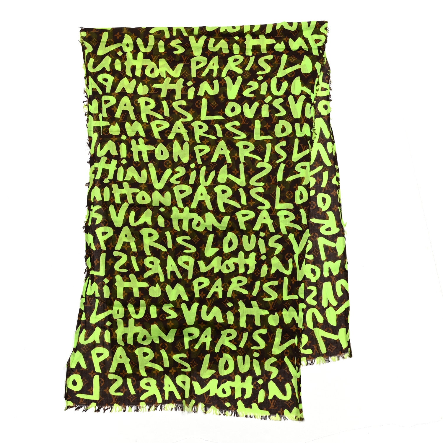 Louis Vuitton Cotton Graffiti Pareo Green 2 of 4